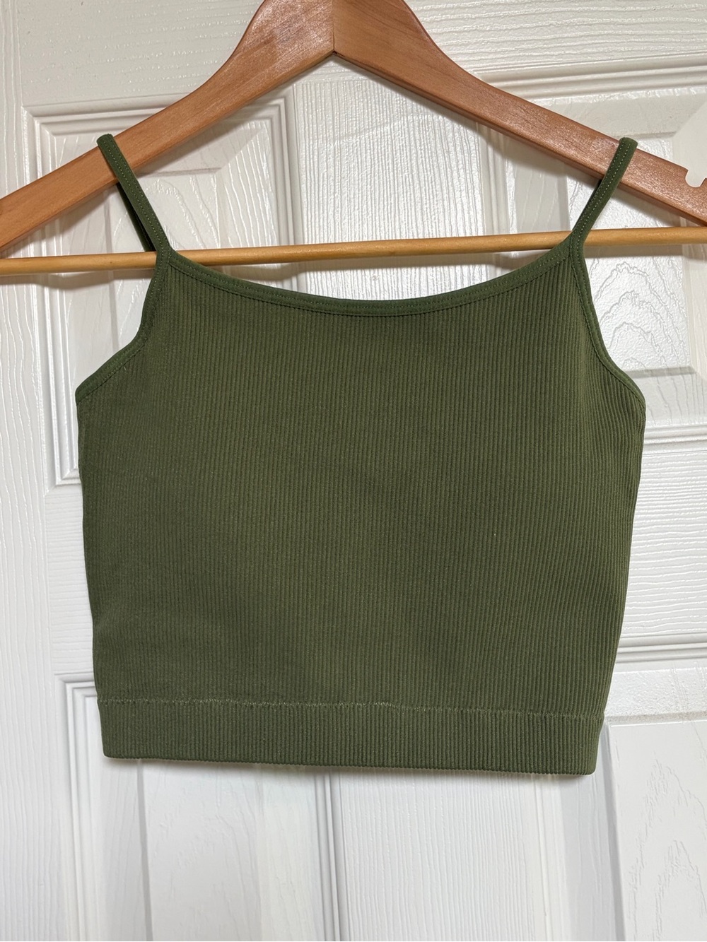 Zenana Outfitters Olive Green Ribbed Cropped Cami